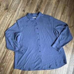 Orvis Men's Size XL 100% Silk Classic Blue Button Down Regular